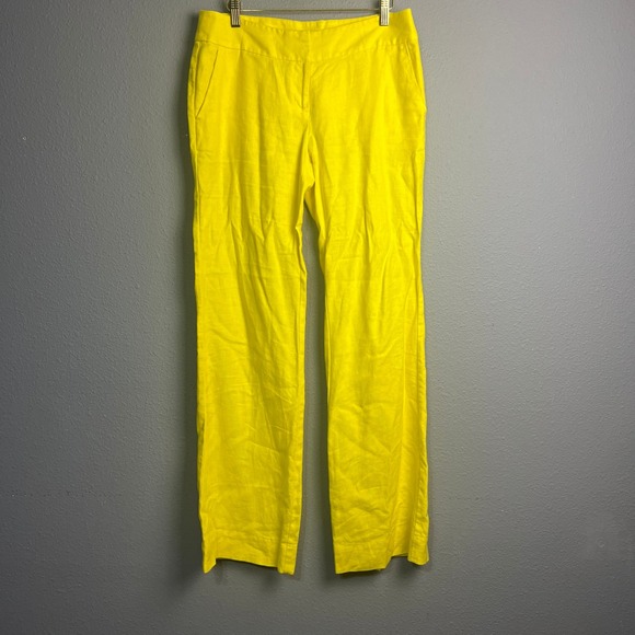 LOFT Pants - LOFT Marisa Yellow Linen Blend Wide Leg Pants Size 4 Casual Summer Coastal Beach